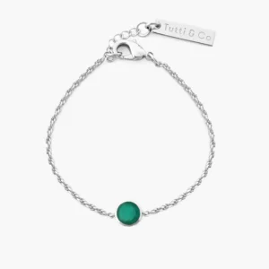 Green Onyx Silv Brac