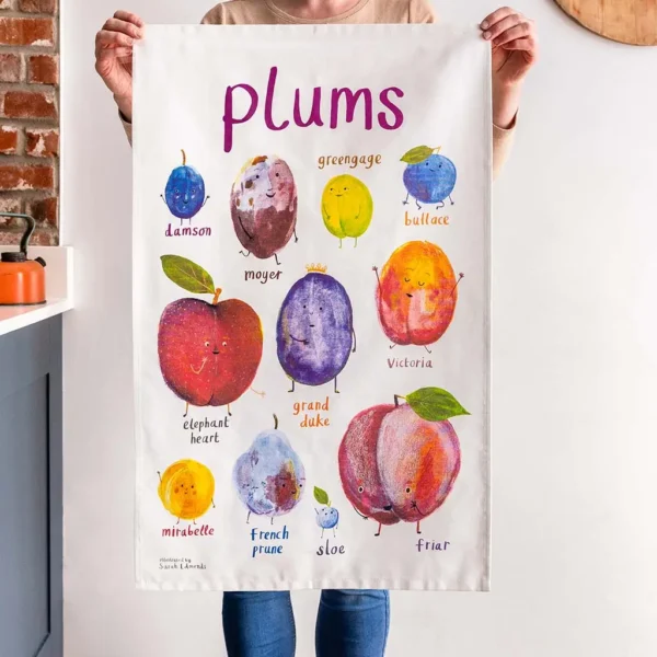 Plums Cotton Tea Towel - Image 4