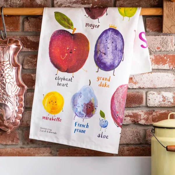 Plums Cotton Tea Towel - Image 3