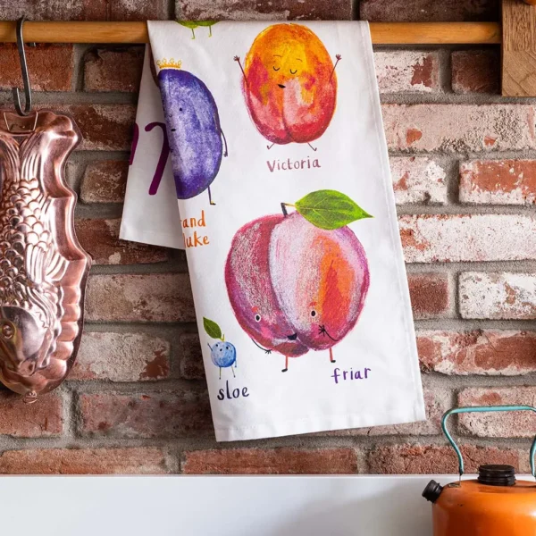 Plums Cotton Tea Towel - Image 2