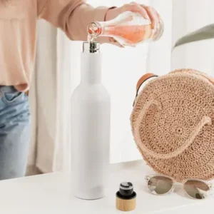 Double Wall Insulated Travel Wine Bottle - 750ml in White